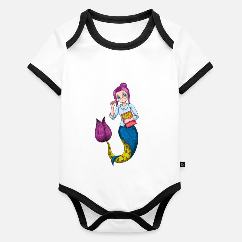 Mermaid teacher trainee teacher Organic Baby Contrasting Bodysuit