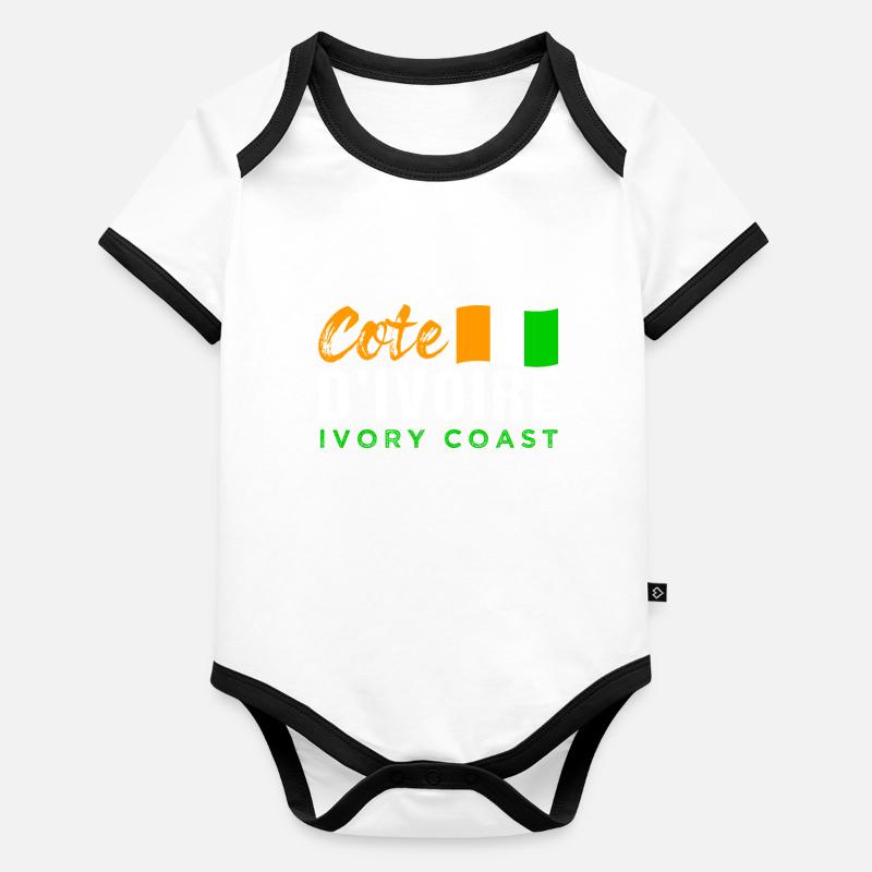 côte-d'Ivoire Body Bébé bio contrasté manches courtes