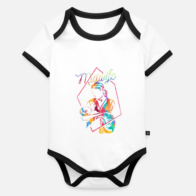 Hebamme Geschenk Baby Bio-Kurzarm-Kontrastbody