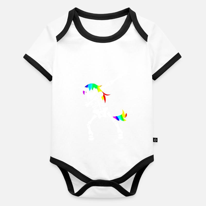 Dab licorne squelette Dabbing Gerippe Halloween Body Bébé bio contrasté manches courtes