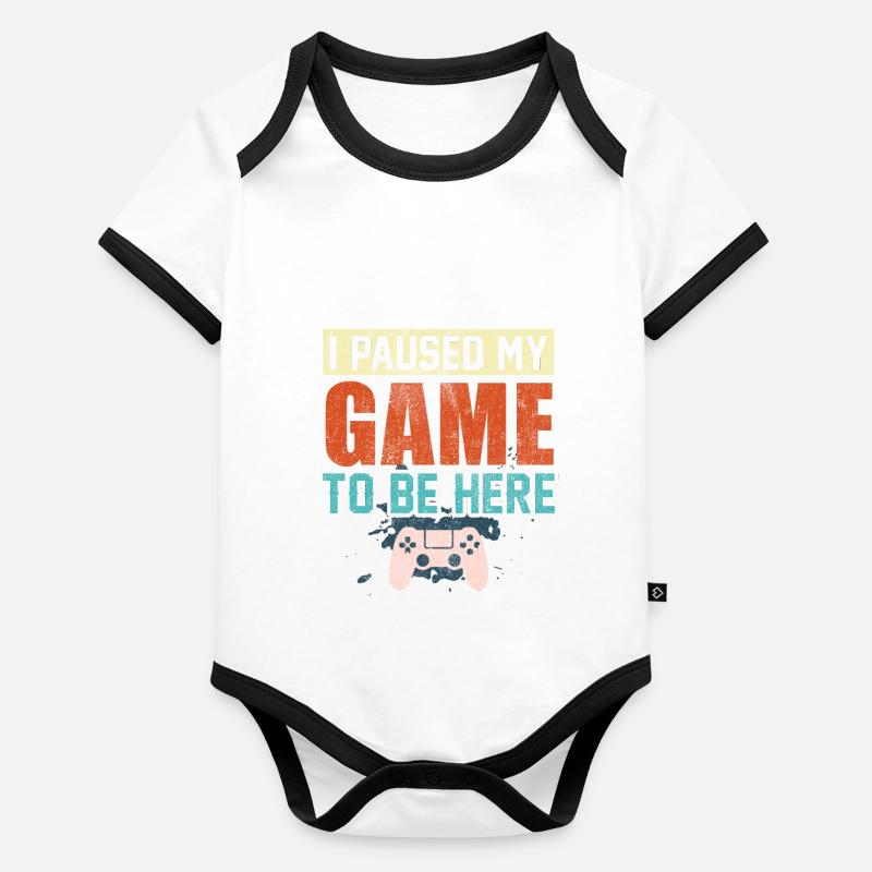 Gamer nerd monstre en disant Pause de mon jeu Body Bébé bio contrasté manches courtes