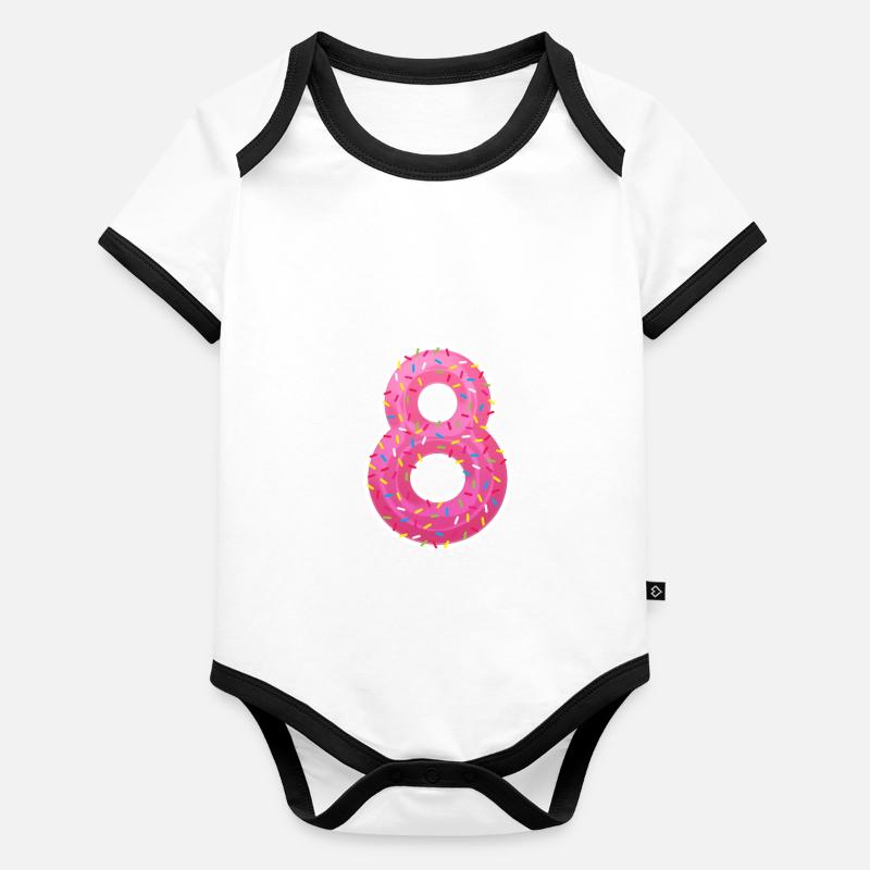 8ème anniversaire Donut Doux Rose Body Bébé bio contrasté manches courtes