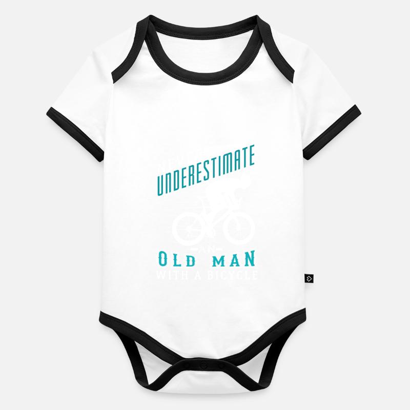 Never Understimate an old man with a bicycle Body Bébé bio contrasté manches courtes