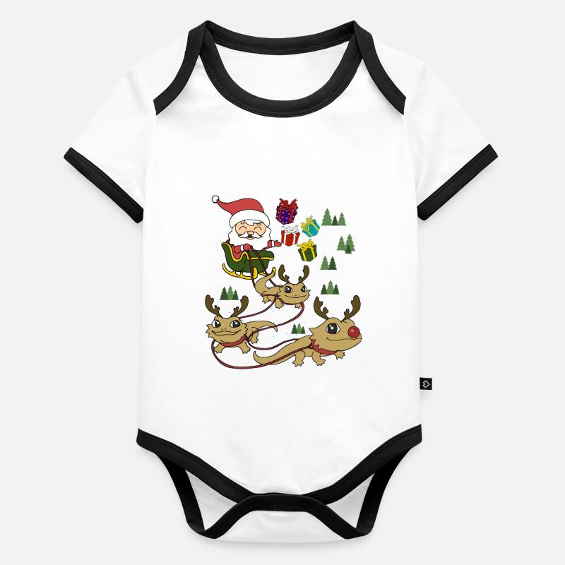 Bartagame Weihnachten Baby Bio-Kurzarm-Kontrastbody