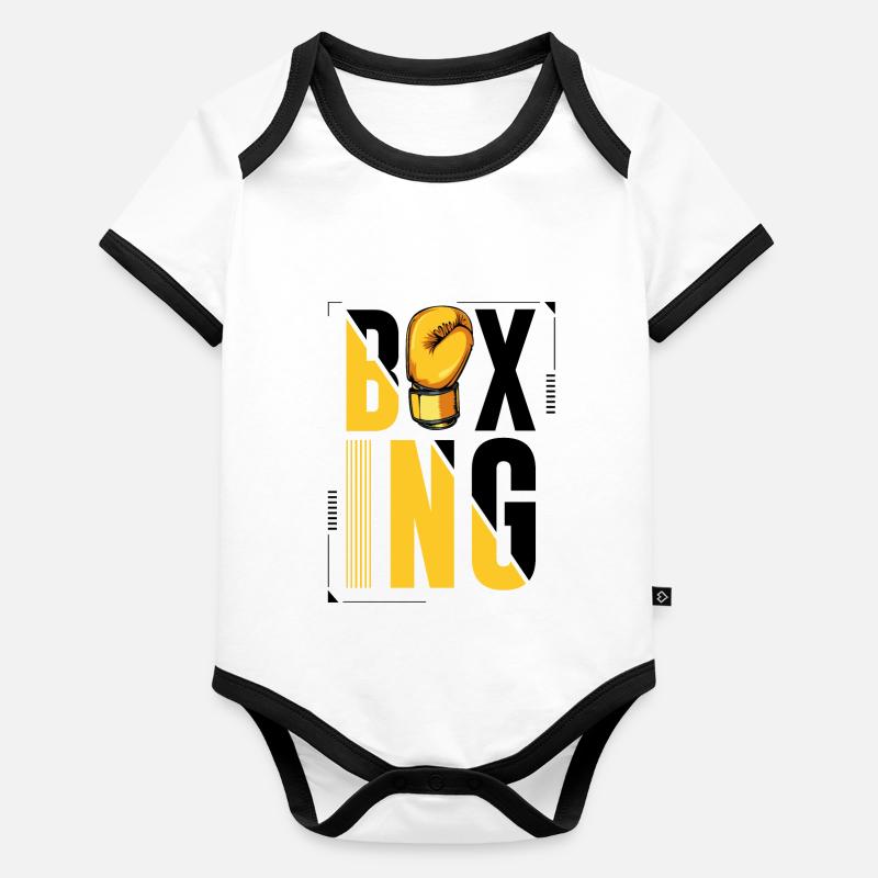 Boxing Schriftzug Boxhandschuhe Boxer Geschenk Baby Bio-Kurzarm-Kontrastbody