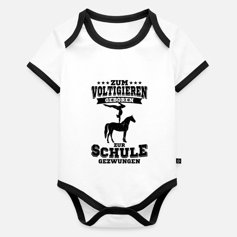 Voltigieren Geschenk Pferde Reitsport Voltigier Baby Bio-Kurzarm-Kontrastbody