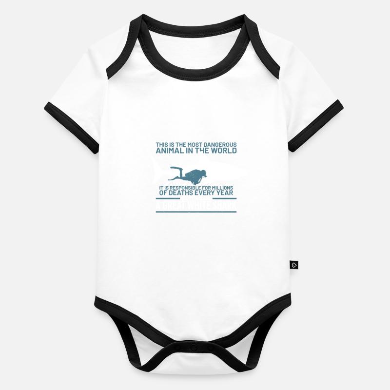 Plongée avec un requin blanc plongée en apnée garçon hommes cadeau Body Bébé bio contrasté manches courtes