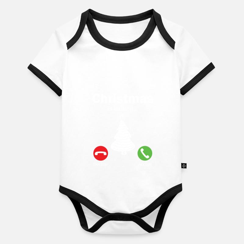 NOËL APPELLE UN CADEAU DE NOËL Body Bébé bio contrasté manches courtes