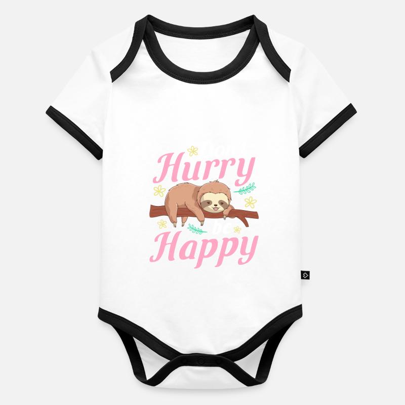 Faultier Witzig Sprichwort Baby Bio-Kurzarm-Kontrastbody