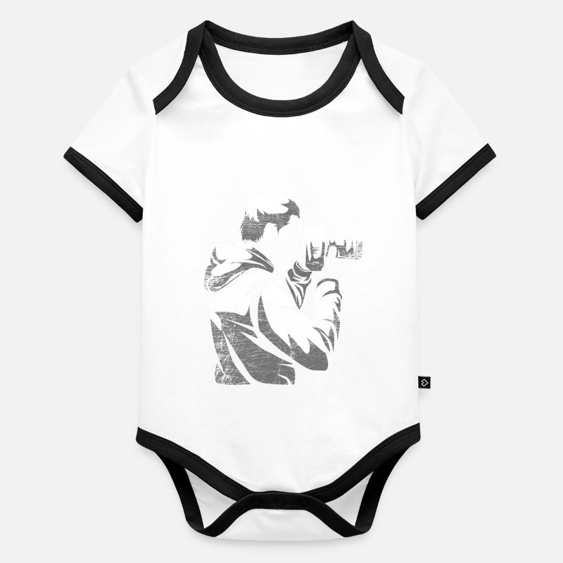 Photographe caméra cadeau Body Bébé bio contrasté manches courtes