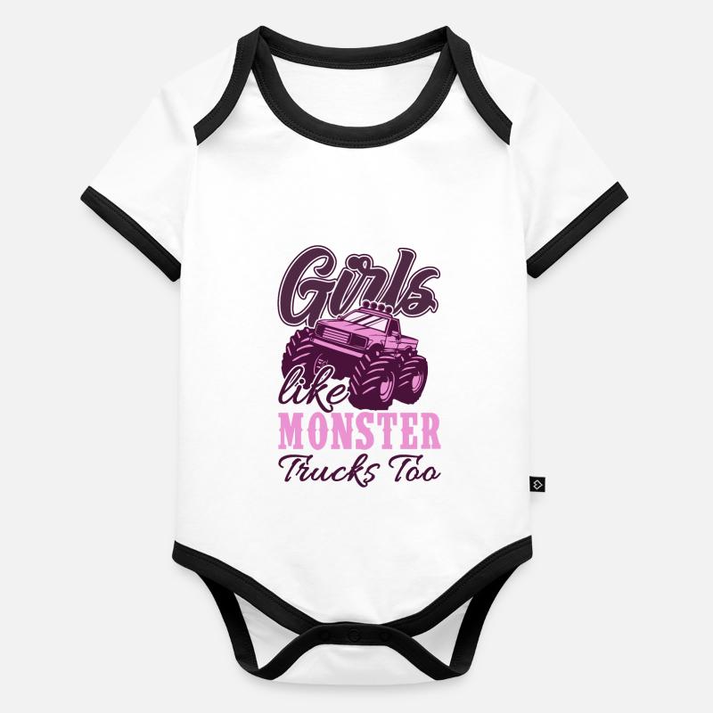 Fille de camion monstre Body Bébé bio contrasté manches courtes