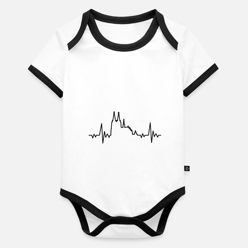 Köln Skyline Herzschlag Baby Bio-Kurzarm-Kontrastbody