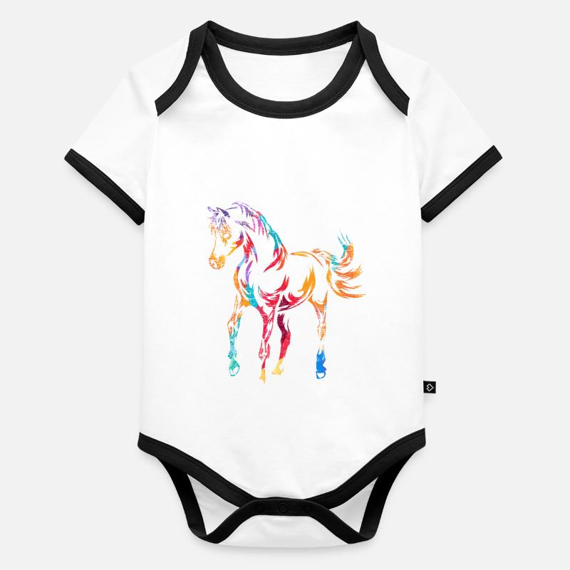 Arabisches Pferd Araber Baby Bio-Kurzarm-Kontrastbody