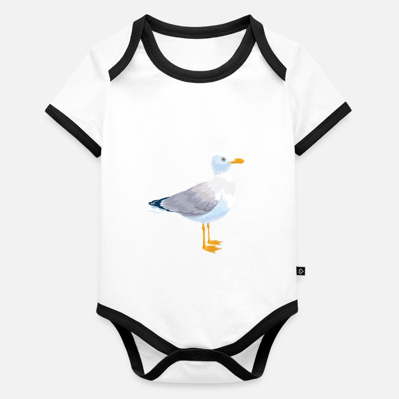 Tshirt mouettes oiseaux de mer Body Bébé bio contrasté manches courtes