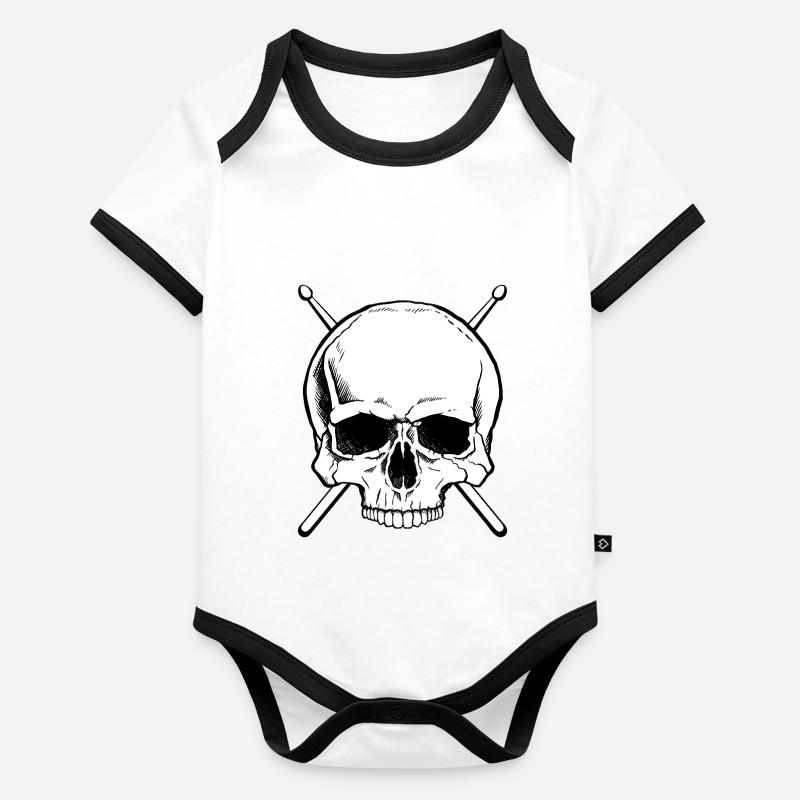 Crâne de tambours de batteur Body Bébé bio contrasté manches courtes