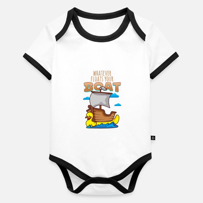 Whatever Floats your boat rubber duck ship boat Organic Baby Contrasting Bodysuit
