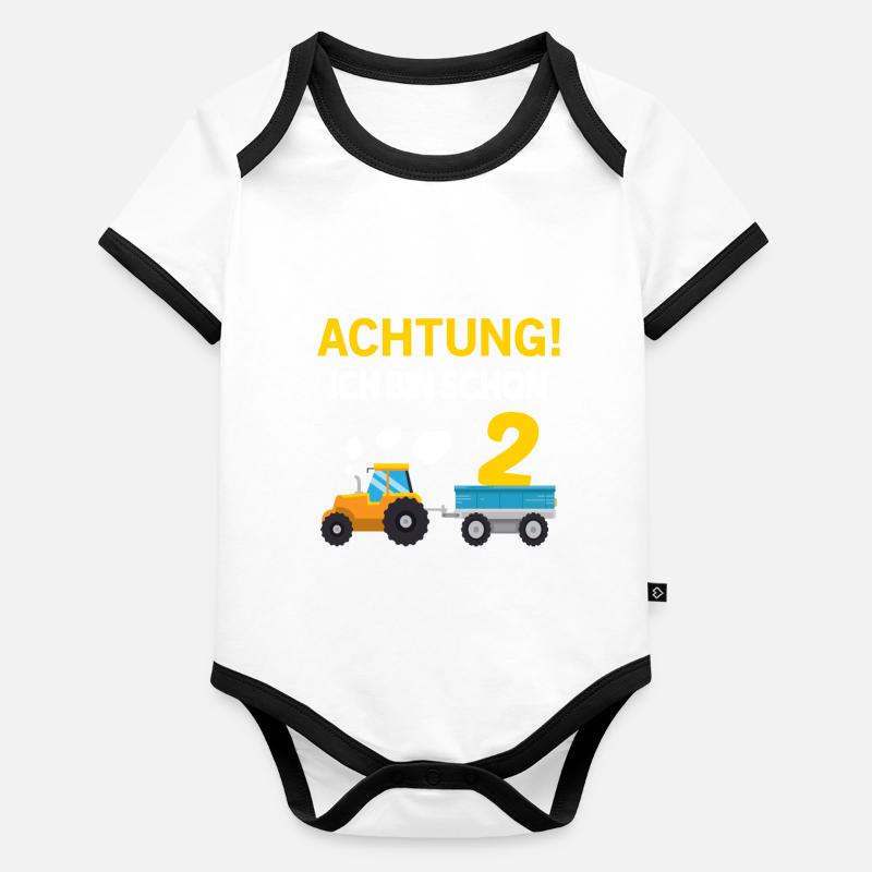 Traktor 2 Jahre alt Kindergeburtstag Trecker Baby Bio-Kurzarm-Kontrastbody