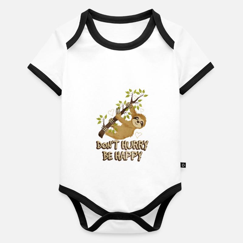 Faultier Faul Faul sein Geschenk Baby Bio-Kurzarm-Kontrastbody