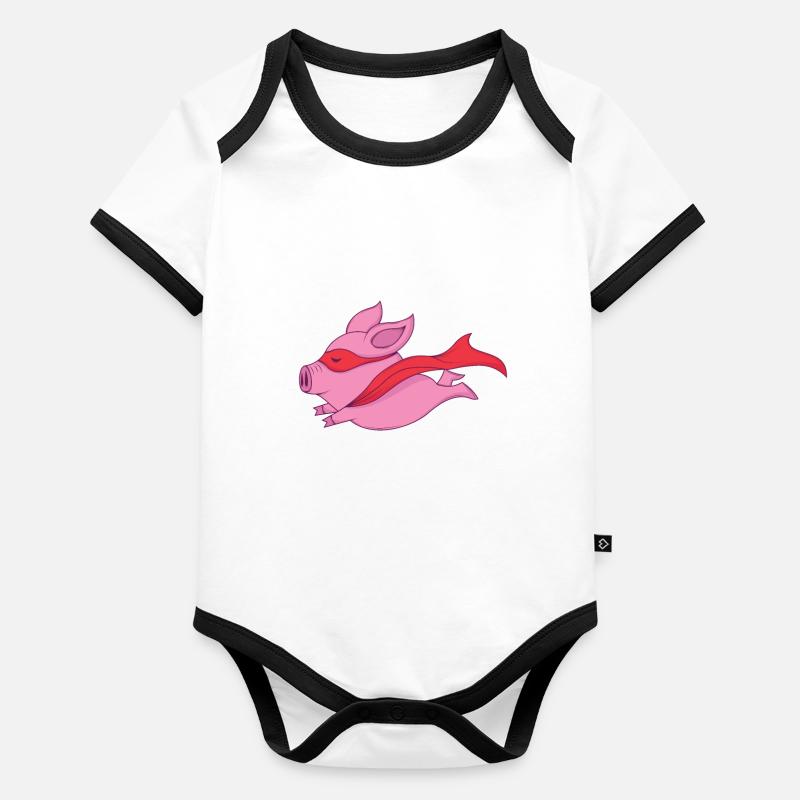 Captain super pig Body Bébé bio contrasté manches courtes