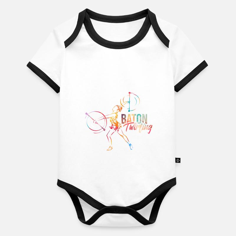 Baton Twirling Body Bébé bio contrasté manches courtes