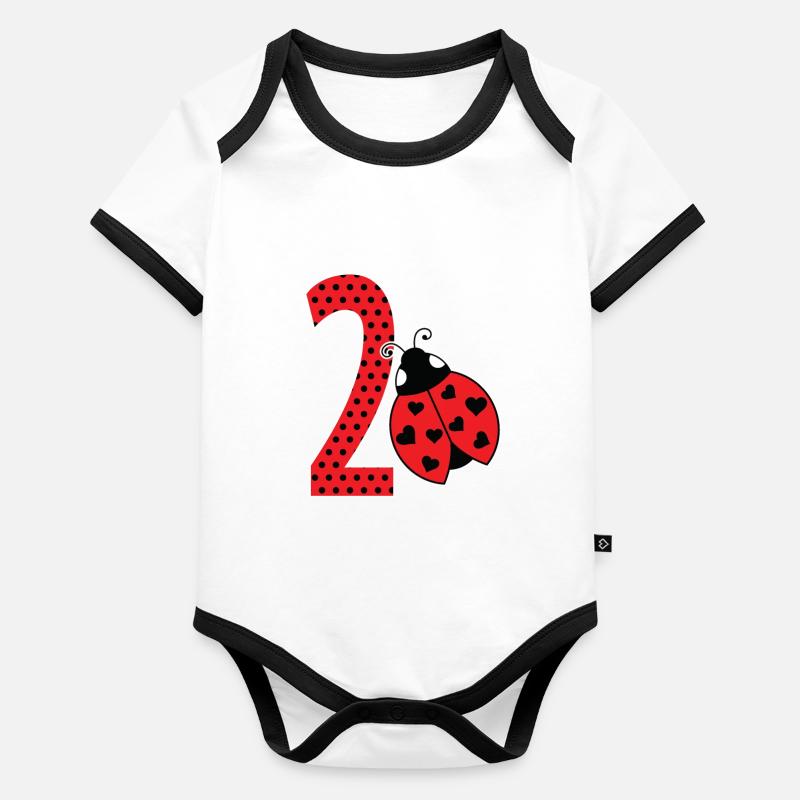 Geburtstag 2. Marienkäfer Mädchen Kind Geschenk Baby Bio-Kurzarm-Kontrastbody