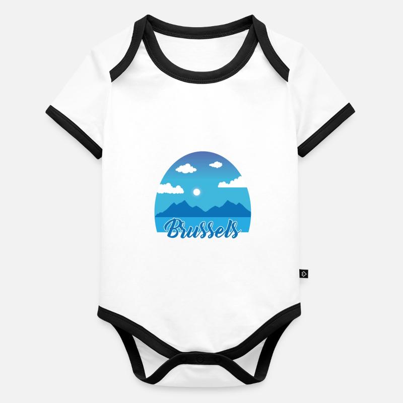 Brussels dream vacation in blue Organic Baby Contrasting Bodysuit