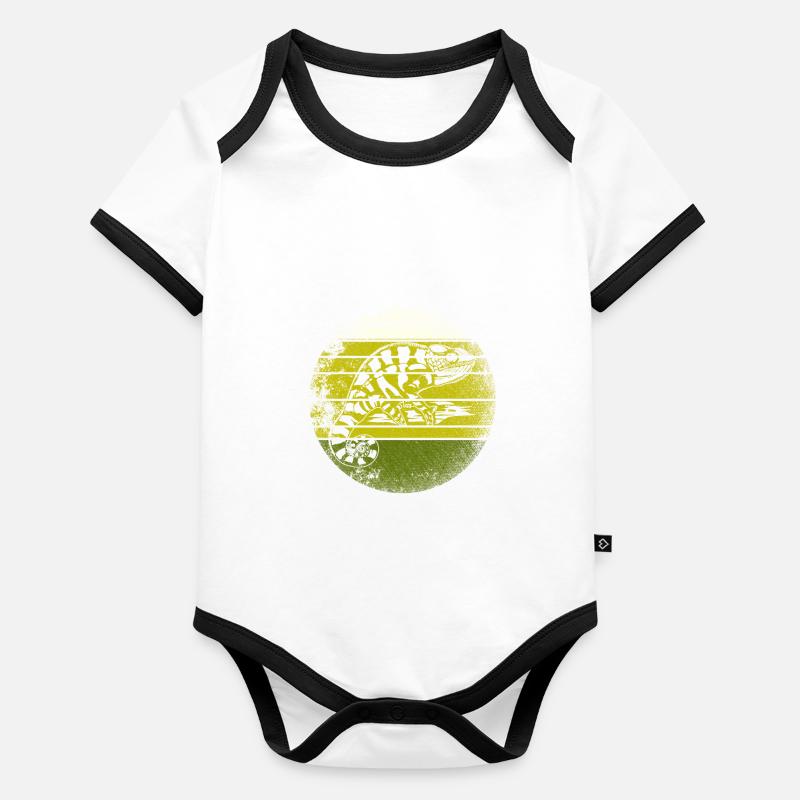 Reptile caméléon Body Bébé bio contrasté manches courtes