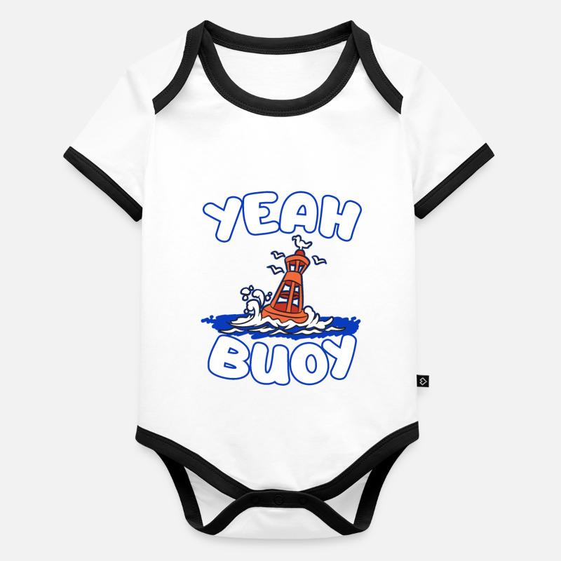 YEAH BUOY Boye Seefahrer Seefahrt Norddeutschland Baby Bio-Kurzarm-Kontrastbody