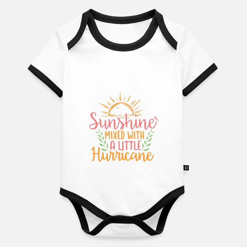 soleil mêlé à une petite aventure ouragan Body Bébé bio contrasté manches courtes