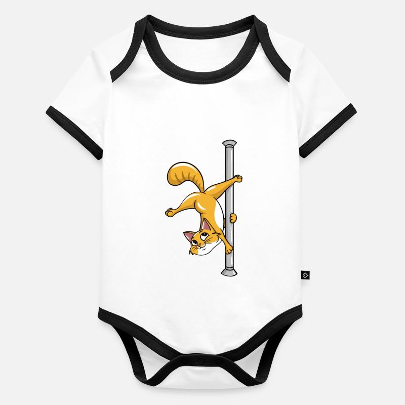 Pole Dancing Cat Organic Baby Contrasting Bodysuit