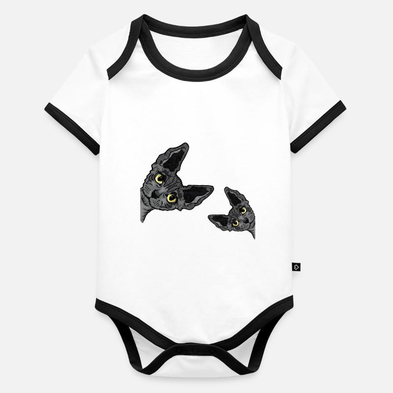 Black sphynx cat Organic Baby Contrasting Bodysuit