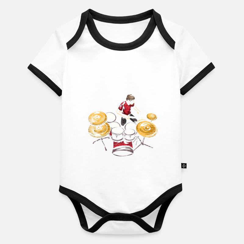 Drums Drummer Music Organic Baby Contrasting Bodysuit