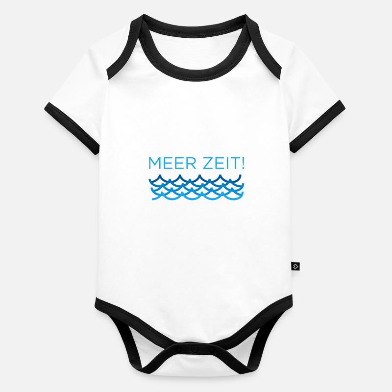 Meer Zeit Sommer Sonne Strand Urlaub Eis Geschenk Baby Bio-Kurzarm-Kontrastbody