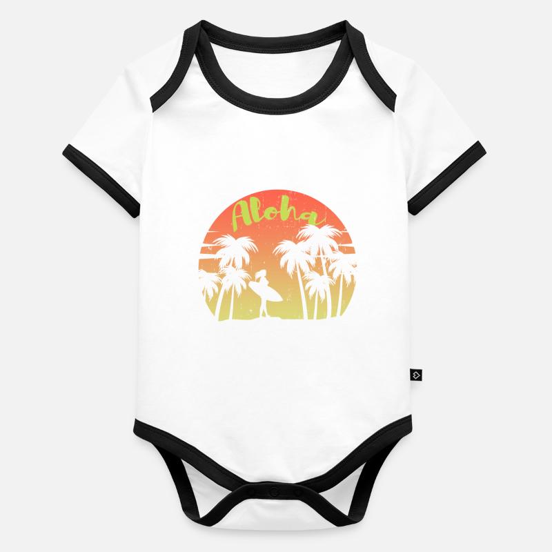 Surf Aloha Body Bébé bio contrasté manches courtes