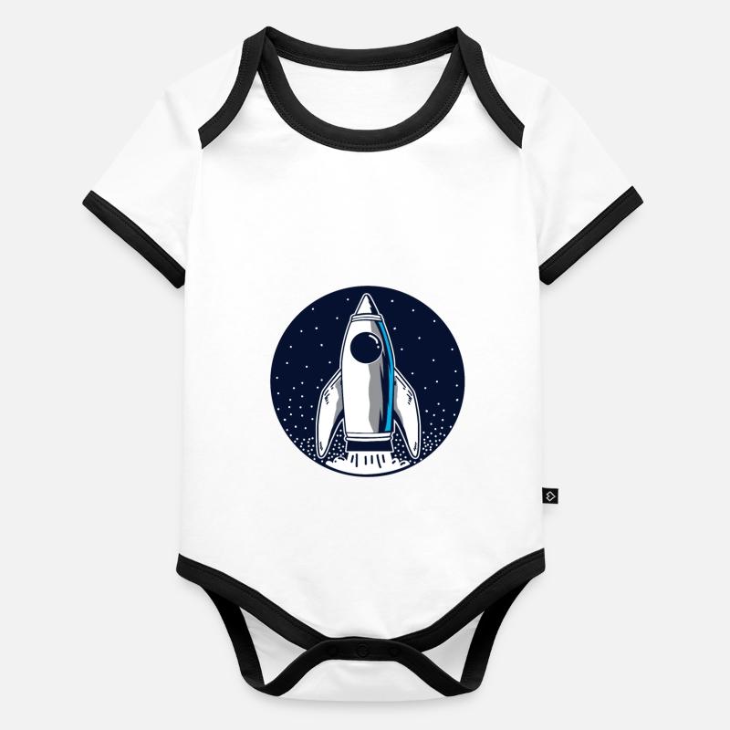 Rocket space space travel Organic Baby Contrasting Bodysuit