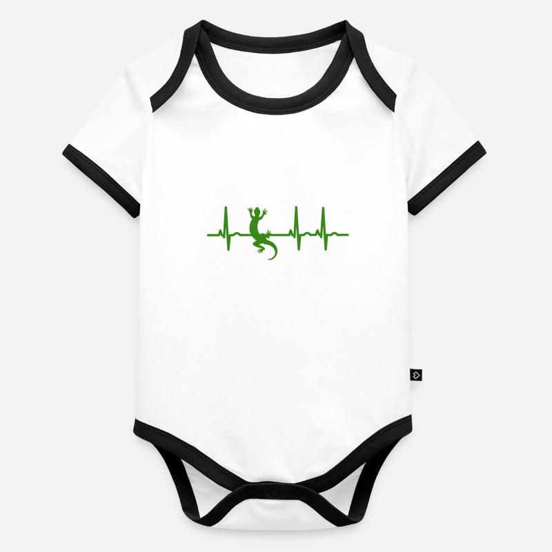 Lizard reptile heartbeat Organic Baby Contrasting Bodysuit