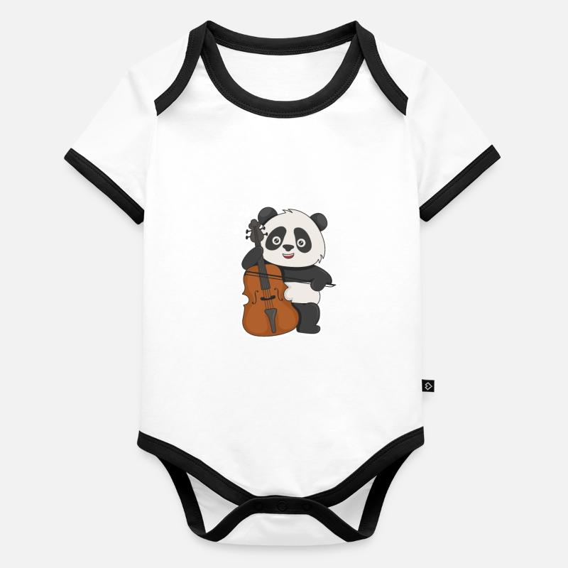 Conception de panda de violoncelle pour un violoncelliste - Body Bébé bio contrasté manches courtes - 