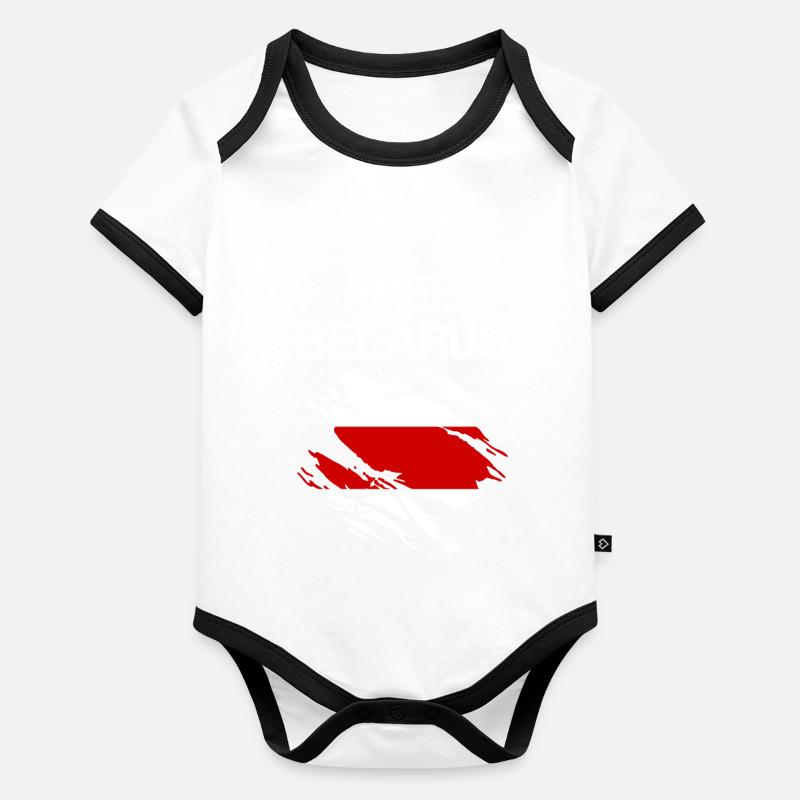 Drapeau Biélorussie Bélarus Body Bébé bio contrasté manches courtes