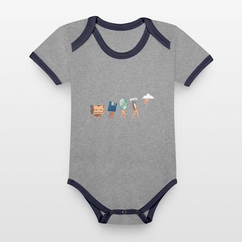 Cloud Computing Evolution - Gift Idea for Nerd Organic Baby Contrasting Bodysuit