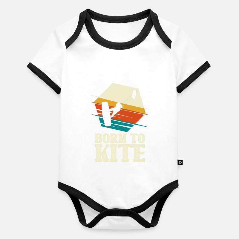 Né pour le kite - Kitesurfer Kitesurfing Body Bébé bio contrasté manches courtes