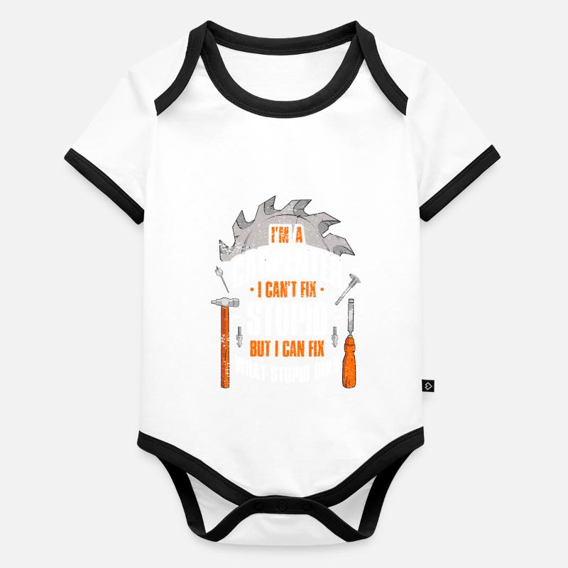 Cadeau de menuisier menuisier charpentier Body Bébé bio contrasté manches courtes