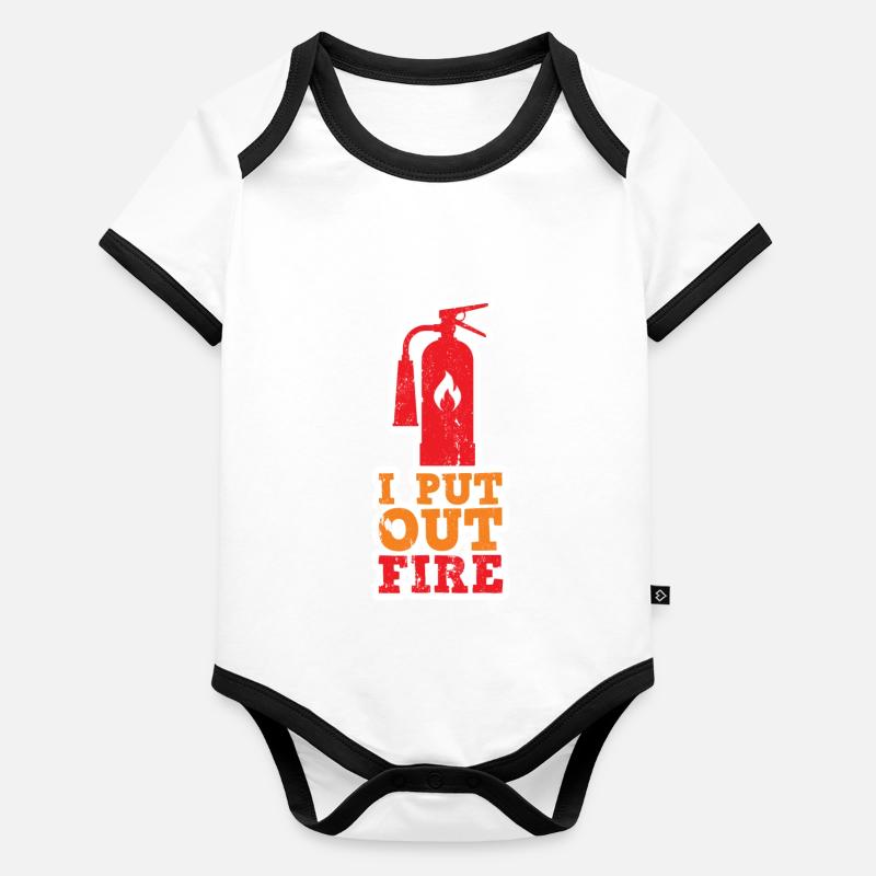 Extincteur d'incendie Body Bébé bio contrasté manches courtes