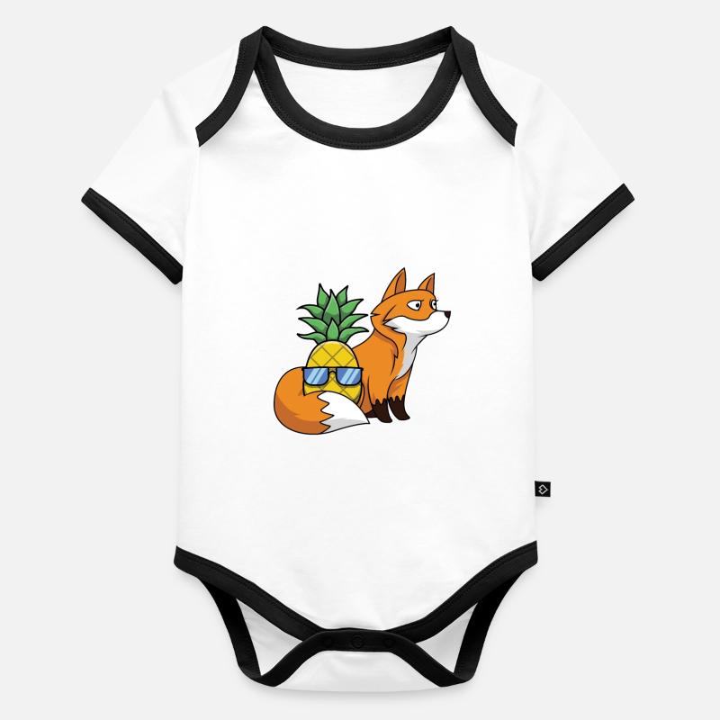 Ananas Hawaii Aloha Fuchs Rotfuchs Baby Bio-Kurzarm-Kontrastbody