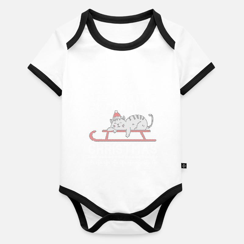 vilain chat de noël Body Bébé bio contrasté manches courtes