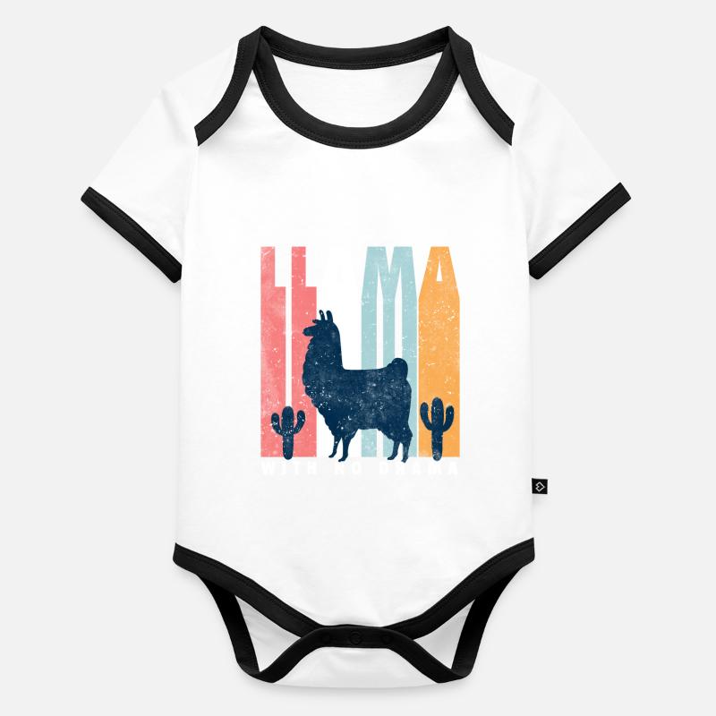 Llama with no drama Lama Geschenkidee Baby Bio-Kurzarm-Kontrastbody