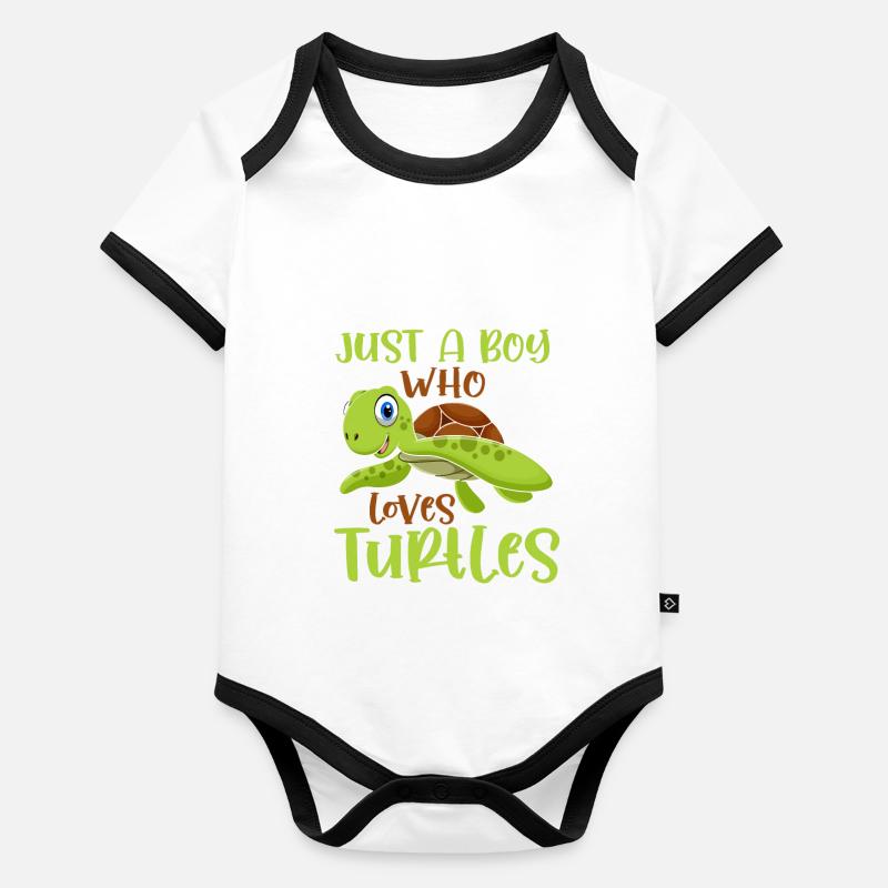 Turtle lovers Young reptiles fan child Organic Baby Contrasting Bodysuit