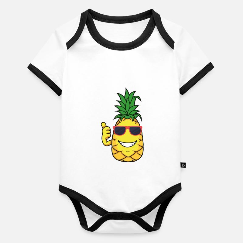 Ananas Body Bébé bio contrasté manches courtes
