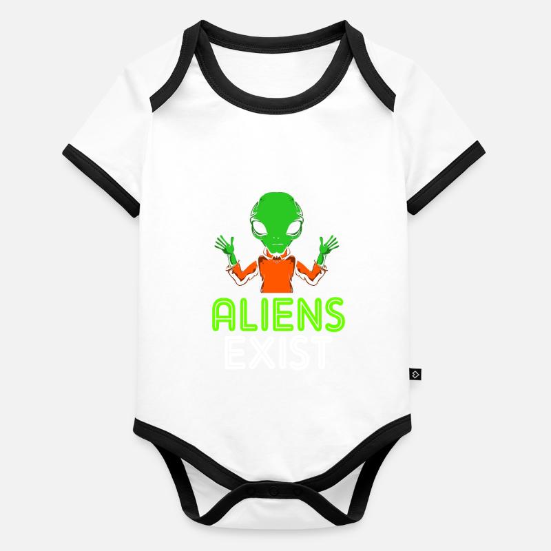 Extraterrestre Body Bébé bio contrasté manches courtes