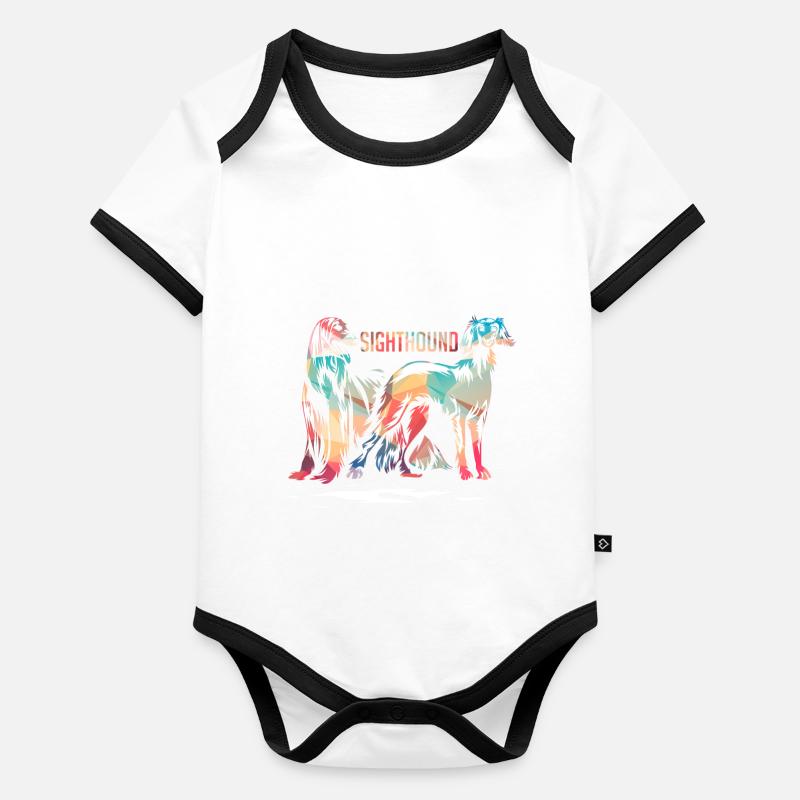 Lévriers Body Bébé bio contrasté manches courtes