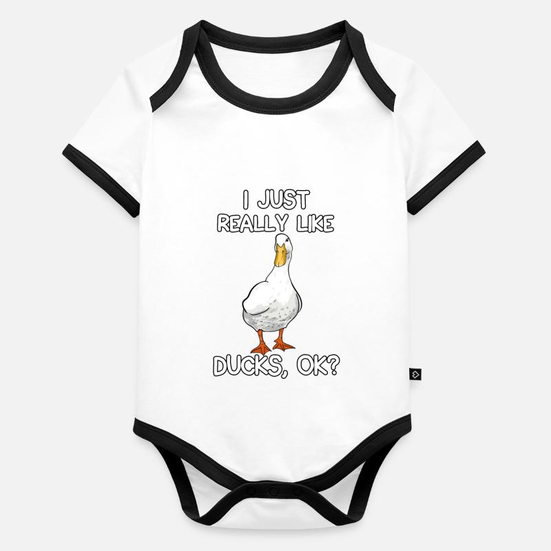 J'aime vraiment les canards Body Bébé bio contrasté manches courtes